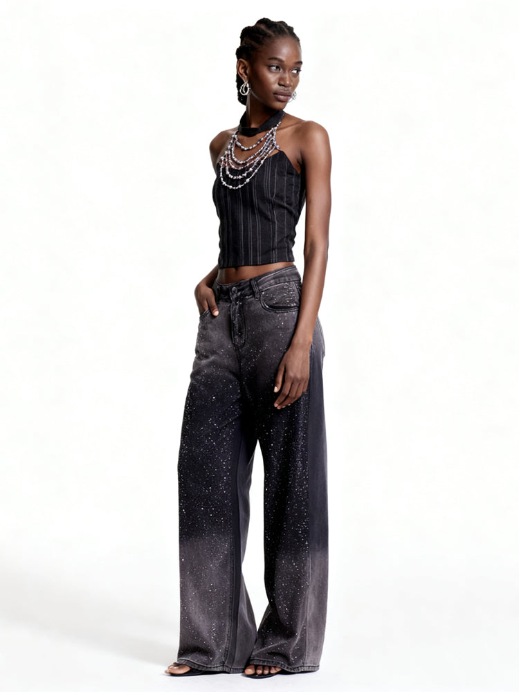 Black Rhinestone Jeans