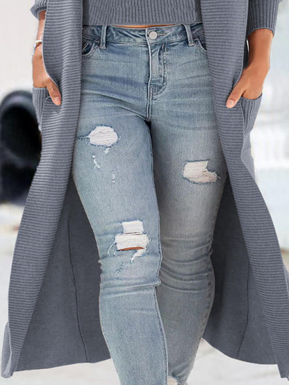 Knit Charcoal Long Knit Cardigan