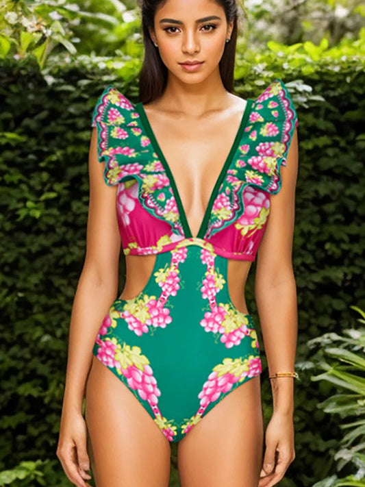 Ruffled Cutout One-Piece Maxi Skirt Set