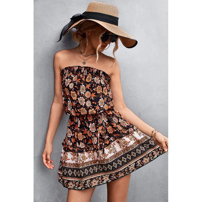 BohoBelle™ Strapless Floral Maxi Dress – Elegant Summer Beach Style