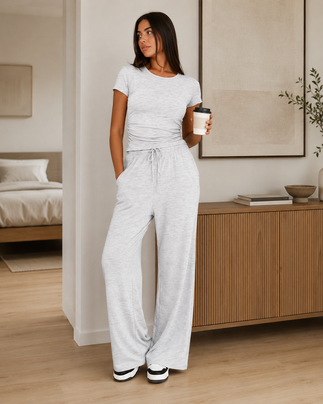 SummerFlex™ Women’s Wide Leg Set – Short Sleeve Top & High Waist Pants