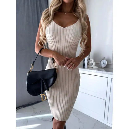 Women’s Slim Fit 2-Piece Set – Striped Top & Suspender Skirt