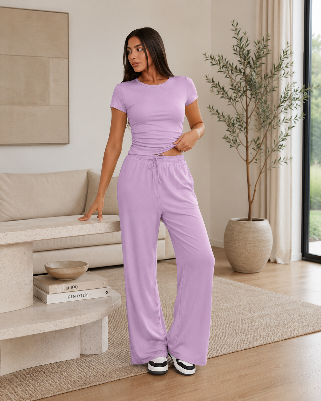 SummerFlex™ Women’s Wide Leg Set – Short Sleeve Top & High Waist Pants