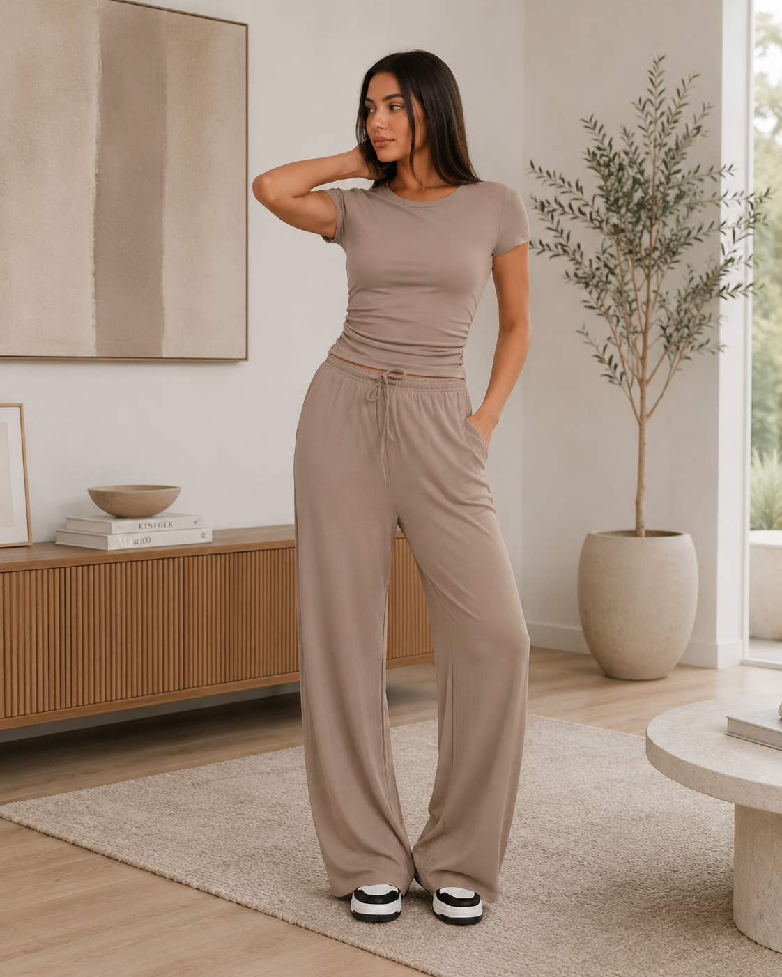 SummerFlex™ Women’s Wide Leg Set – Short Sleeve Top & High Waist Pants
