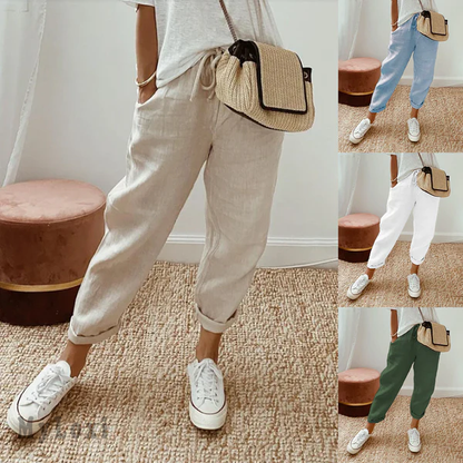 Lässige Baumwoll- und Leinenhosen für Damen