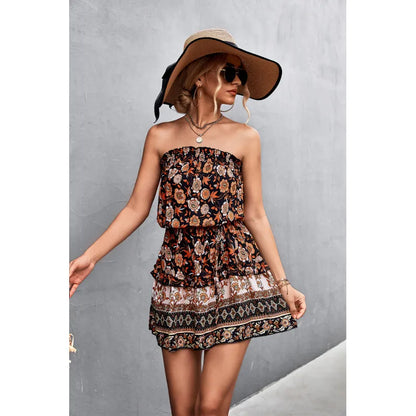 BohoBelle™ Strapless Floral Maxi Dress – Elegant Summer Beach Style