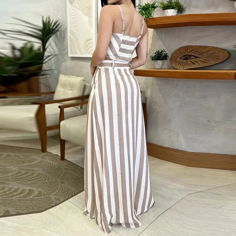 Lunara™ 2-Piece Striped Set – Chic Crop Top & Wide Leg Pants